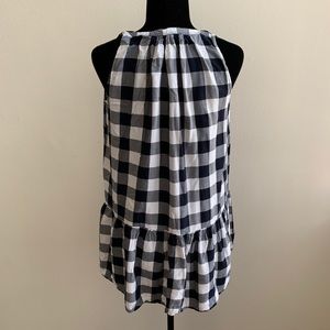 LOFT Tops - Loft Black and White Buffalo Plaid Peplum Tank Top LOFT Tops - Loft Black and White Buffalo Plaid Peplum Tank Top